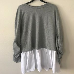 Anthropologie Moelleux Peplum Sweatshirt Grey Size
